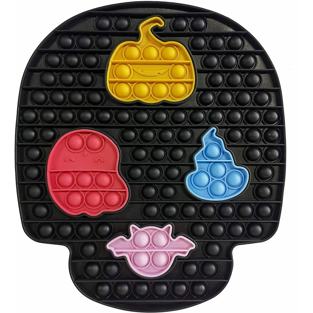 Halloween Skull Pop Sensory Fidget Toys, Huge Black Pop Puzzles with 4 Pcs Large